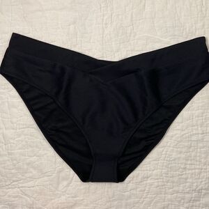 NWT J.Crew Ribbed cross-front cheeky bikini bottom in black size 2X